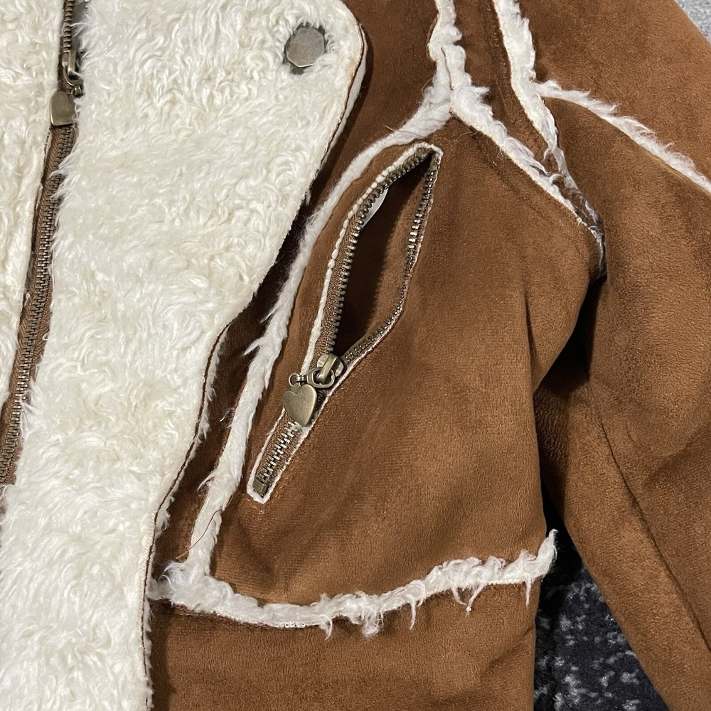 Regent & Company Jacket Faux Suede Women Medium Western Shearling Line Coat Yoke - Picture 14 of 16